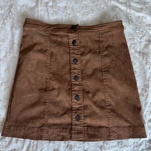 Brown Button-Front Skirt